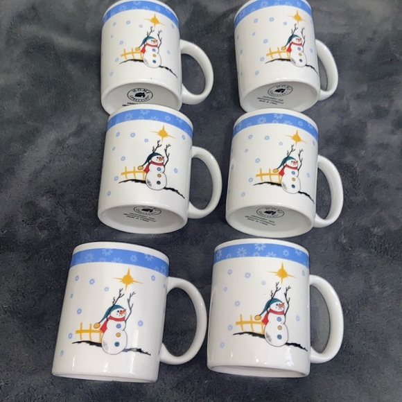 Home Lifestyles Snowman Reaching for Star/Sun Coffee Mugs Set of 6 - Picture 1 of 4